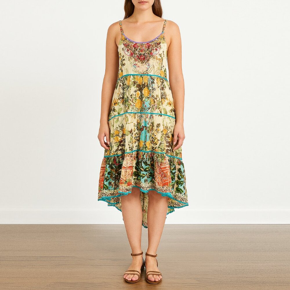 Camilla Tea And Honey Kids Size 14 Hi Low Hem Dress Ladies Size Small b75